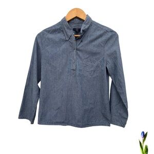 Gap Y2K 100% Cotton Blue Long Sleeve Shirt Size M